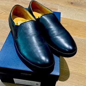 Cole haan mens slip on black leather black sole